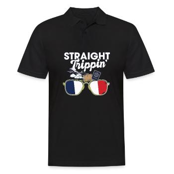 Straight Trippin' France Vacances Tour Voyage - Polo Homme - noir - Devant - Kai (181cm)