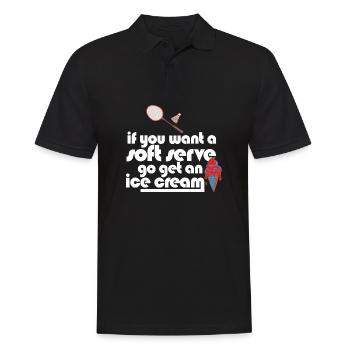 Badminton Drôle Si Vous Voulez Un Soft Serve Allez Chercher - Polo Homme - noir - Devant - Kai (181cm)