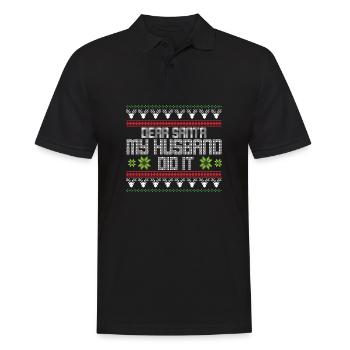 Cher Père Noël Mon mari l’a fait drôle Noël moche - Polo Homme - noir - Devant - Kai (181cm)