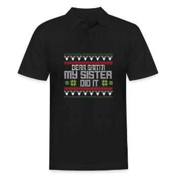 Cher Père Noël, ma sœur l’a fait moche Noël - Polo Homme - noir - Devant - Kai (181cm)