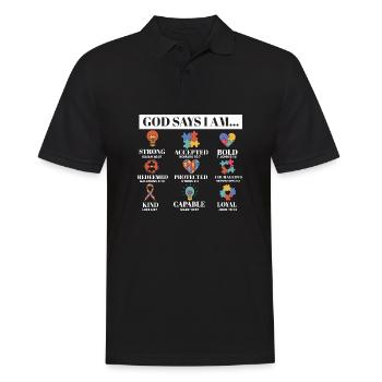 Autism Awareness God Says I Am Strong Asperger's - Men's Polo Shirt - black - Front - Kai (181cm)