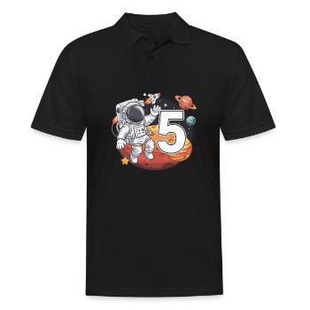 5e anniversaire Astronaute Aventure spatiale pour les garçons - Polo Homme - noir - Devant - Kai (181cm)