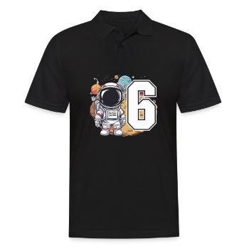6e anniversaire astronaute aventure spatiale pour les garçons - Polo Homme - noir - Devant - Kai (181cm)