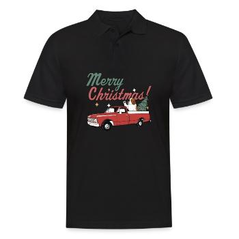 Merry Christmas Saint Bernard Dog Vintage Red - Männer Poloshirt - Schwarz - Vorne - Kai (181cm)
