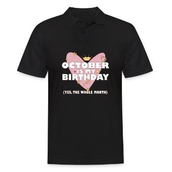 Octobre est mon anniversaire Oui tout le mois né - Polo Homme - noir - Devant - Kai (181cm)