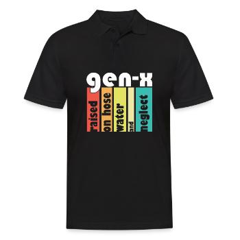 Gen X Raised On Hose Water And Neglect 80s 90s - Männer Poloshirt - Schwarz - Vorne - Kai (181cm)