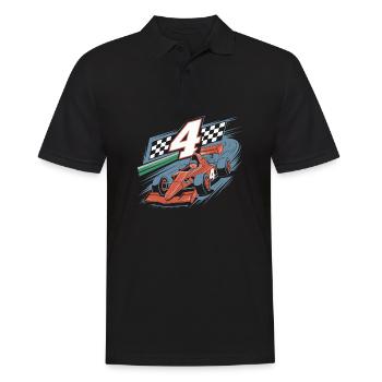 Thème de la voiture de course du 4e anniversaire pour les garçons - Polo Homme - noir - Devant - Kai (181cm)