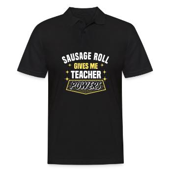 Sausage Roll Gives Me Teacher Powers Funny - Men's Polo Shirt - black - Front - Kai (181cm)