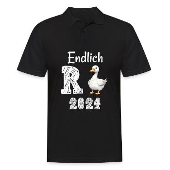 Rente 2024 mit Ente Rentner Ruhestand | R Ente - Männer Poloshirt - Schwarz - Vorne - Kai (181cm)