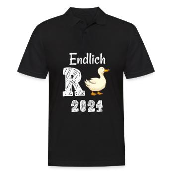 Rente 2024 mit Ente Rentner Ruhestand | R Ente - Männer Poloshirt - Schwarz - Vorne - Kai (181cm)