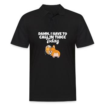 Damn I Have To Call In Thicc Today Funny Corgi - Männer Poloshirt - Schwarz - Vorne - Kai (181cm)