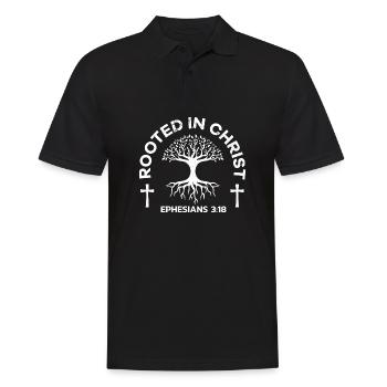 Rooted In Christ Ephesians 3:18 Bible Verse Jesus - Männer Poloshirt - Schwarz - Vorne - Kai (181cm)