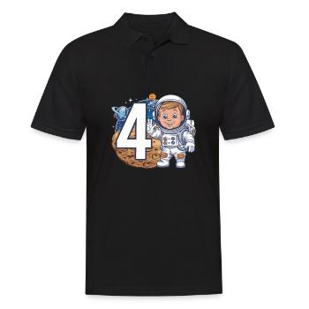 4e anniversaire astronaute aventure spatiale pour les garçons - Polo Homme - noir - Devant - Kai (181cm)