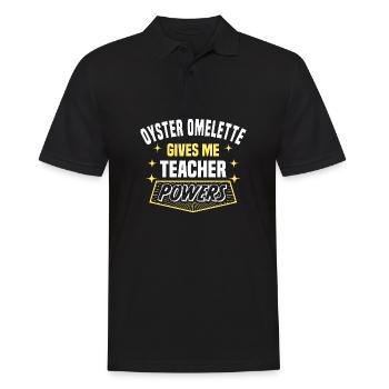 Oyster Omelette Gives Me Teacher Powers Funny - Männer Poloshirt - Schwarz - Vorne - Kai (181cm)
