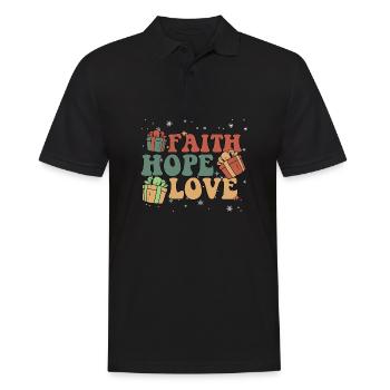 Faith Hope Love Religious Family Christmas - Men's Polo Shirt - black - Front - Kai (181cm)