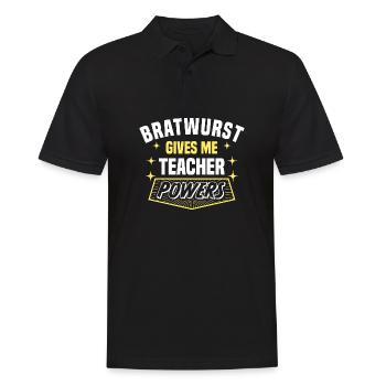 Bratwurst Gives Me Teacher Powers Funny Professor - Men's Polo Shirt - black - Front - Kai (181cm)