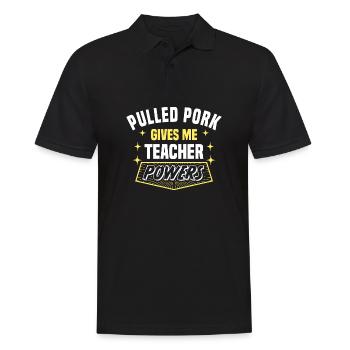 Le porc effiloché me donne des pouvoirs de professeur drôle - Polo Homme - noir - Devant - Kai (181cm)