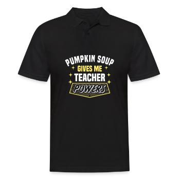 Pumpkin Soup Gives Me Teacher Powers Funny - Männer Poloshirt - Schwarz - Vorne - Kai (181cm)