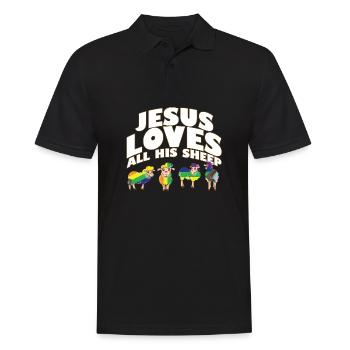 Fier allié Jésus aime tous ses moutons LGBTQ Gay - Polo Homme - noir - Devant - Kai (181cm)