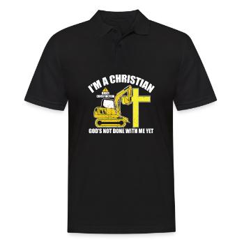 Je suis un chrétien en construction, Dieu n’en a pas fini - Polo Homme - noir - Devant - Kai (181cm)