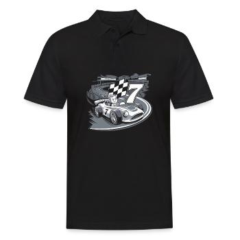 Thème de la voiture de course du 7e anniversaire pour les garçons - Polo Homme - noir - Devant - Kai (181cm)