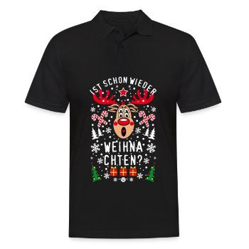 233 Cerf Rudolph C’est encore Noël ? - Polo Homme - noir - Devant - Kai (181cm)