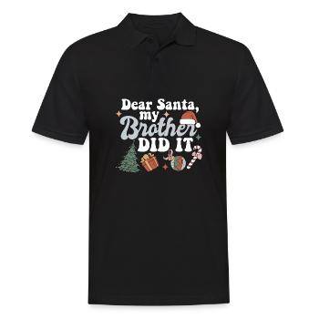 Cher Père Noël Mon frère l’a fait drôle de Noël - Polo Homme - noir - Devant - Kai (181cm)