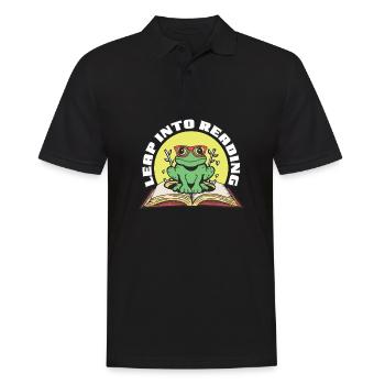 Leap Into Reading Cute Frog Bookworm Love To Read - Men's Polo Shirt - black - Front - Kai (181cm)