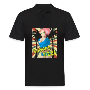 Summer vibes - Anime Palmen und Strand - Männer Poloshirt - Schwarz - Vorne - Kai (181cm)