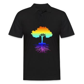 Wundervoller Baum in Regenbogenfarben mit Wurzeln - Männer Poloshirt - Schwarz - Vorne - Kai (181cm)