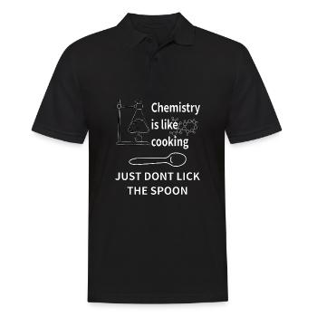 La chimie, c’est comme cuisiner - ne pas lécher la cuillère - Polo Homme - noir - Devant - Kai (181cm)