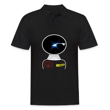 Roboter Weltraum Space beobachtet Warnschild - Männer Poloshirt - Schwarz - Vorne - Kai (181cm)