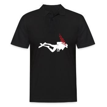 Underwater divers with air bubbles and hearts - Men's Polo Shirt - black - Front - Kai (181cm)