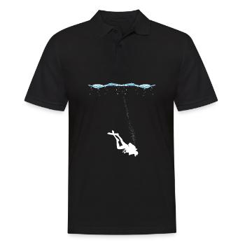 Scuba Taucher unter Wasser mit Luftblasen - Männer Poloshirt - Schwarz - Vorne - Kai (181cm)