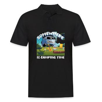 Somewhere is camping time - Männer Poloshirt - Schwarz - Vorne - Kai (181cm)
