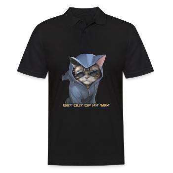 Cool angry cat - Get out of my way! - Men's Polo Shirt - black - Front - Kai (181cm)