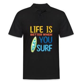 Surfing Life Is Better When U Surf Funny Surfer - Men's Polo Shirt - black - Front - Kai (181cm)