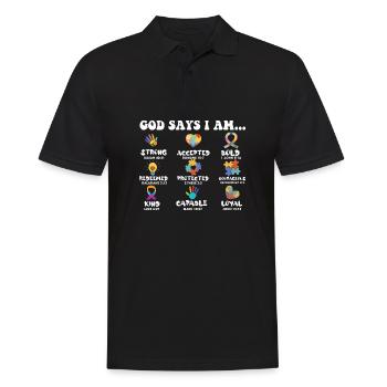 God Says I Am Strong Autism Awareness Asperger's - Men's Polo Shirt - black - Front - Kai (181cm)