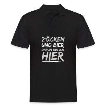 Zocken Und Bier Darum Bin Ich Hier Lustiges - Männer Poloshirt - Schwarz - Vorne - Kai (181cm)