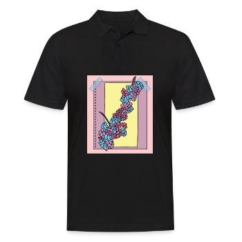Vintage Blumen Orchideen Bunt - Männer Poloshirt - Schwarz - Vorne - Kai (181cm)