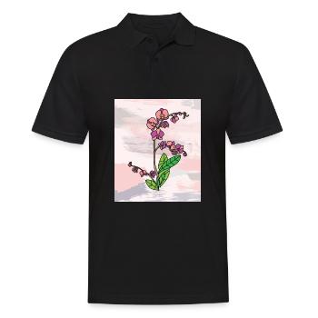 Vintage Blumen Orchideen Bunt - Männer Poloshirt - Schwarz - Vorne - Kai (181cm)