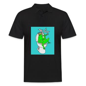 Rauchender Frosch auf dem Klo - Männer Poloshirt - Schwarz - Vorne - Kai (181cm)