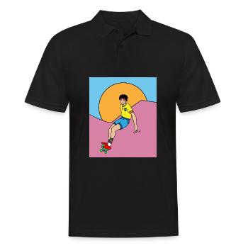 Retro Skateboarder & Skater Skateboard - Männer Poloshirt - Schwarz - Vorne - Kai (181cm)