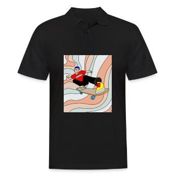 Retro Skateboarder & Skater Skateboard - Männer Poloshirt - Schwarz - Vorne - Kai (181cm)