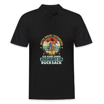 Bitte Nicht Schubsen Joghurt Im Rucksack - - Männer Poloshirt - Schwarz - Vorne - Kai (181cm)