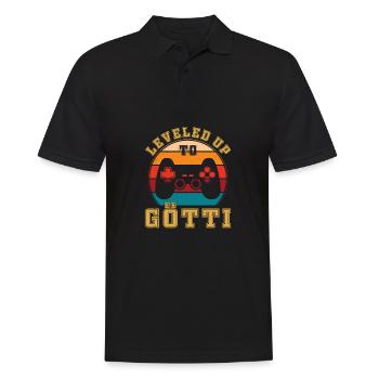 Leveled Up To Götti - Männer Poloshirt - Schwarz - Vorne - Kai (181cm)