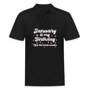 Janvier est mon anniversaire Oui tout le mois né - Polo Homme - noir - Devant - Kai (181cm)