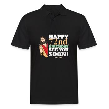 Happy 72ndBirthday See You Soon Funny Jesus Meme - Men's Polo Shirt - black - Front - Kai (181cm)