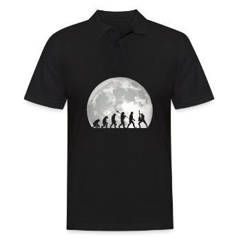 Human Evolution Guitar Band Moon Vintage Guitariste - Polo Homme - noir - Devant - Kai (181cm)