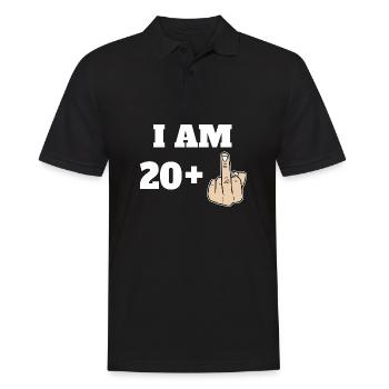 I Am 20 + 1 Sarcastic Funny 21st Birthday Turning - Männer Poloshirt - Schwarz - Vorne - Kai (181cm)